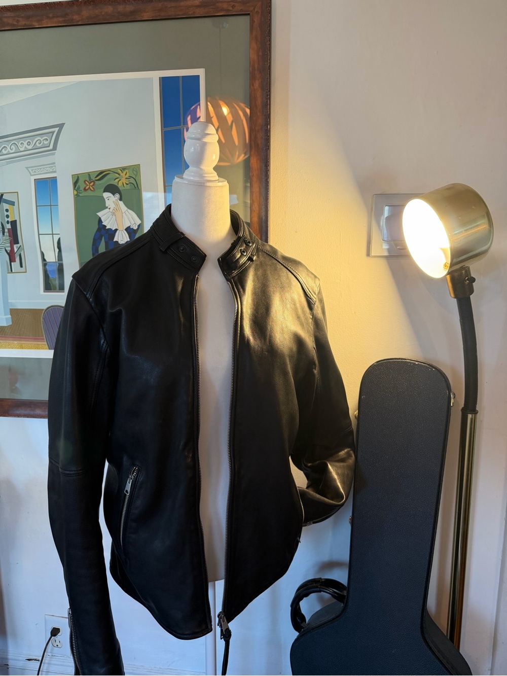 All Saints Black Leather Bomber Jacket